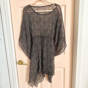 Brown geometric swim cover up